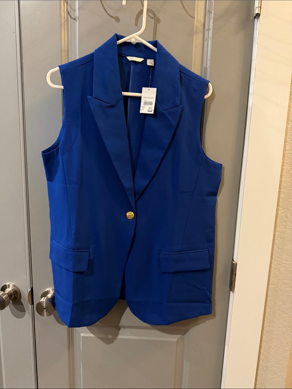 Cato Royal Blue Sleeveless Blazer Vest with Gold Button